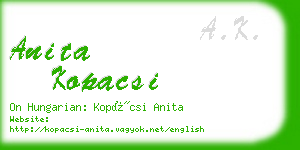 anita kopacsi business card